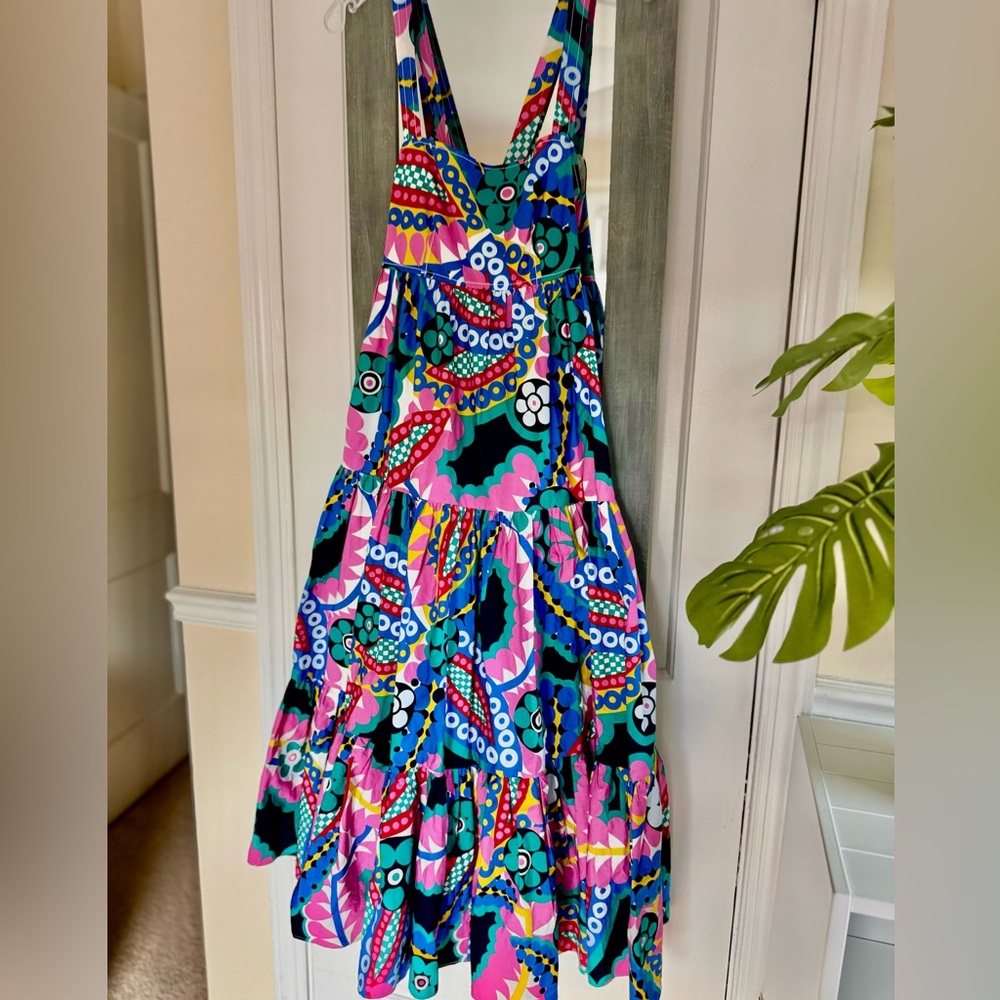 J Crew Ratti Kaleidoscope Floral Tiered Maxi Apron Dress - Picture 5 of 11